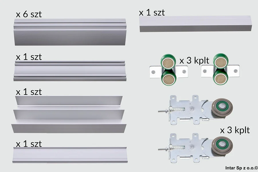 Bestseller Zestaw GEMINI 18 linia ALFA, 05501, L-2350 mm x 2700 mm, 3 skrzydła, Srebrny, SEVROLL