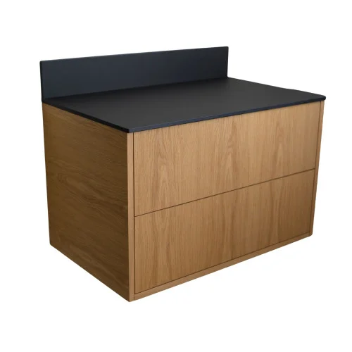 Blat łazienkowy HPL do szafki 90cm 91x40cmBlack Mat z panelem 12cm Nowy