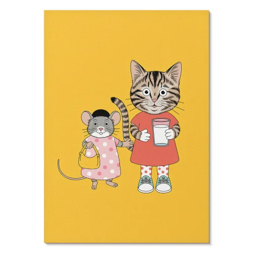 Darmowa dostawa Plakaty canvas A1 Kot i mysz zestaw kolorów bajkowe postacie