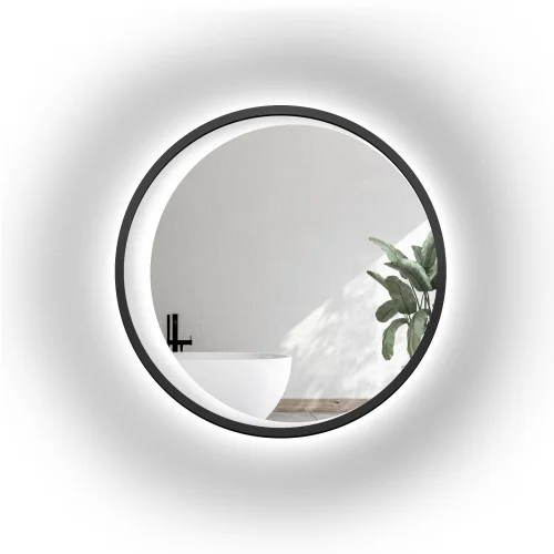 Bezpieczna płatność Lustro okrągłe w czarnej ramie mdf z piaskowanym księżycem led–MIDNIGHT LED
